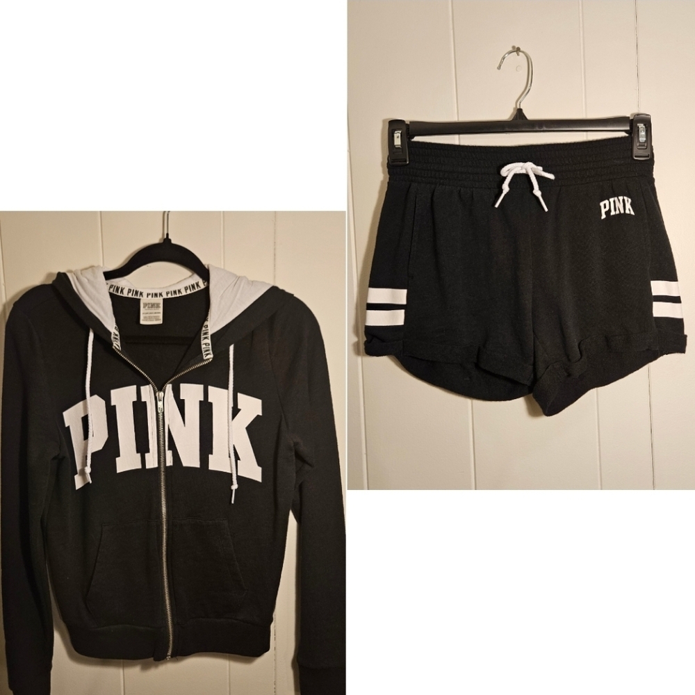 PINK Hoodie and Shorts Set